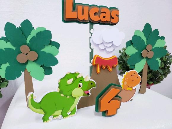 Cake Topper Dinossauro Baby Topo Bolo