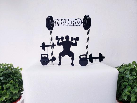 Cake Topper Fitness Academia Topo Bolo