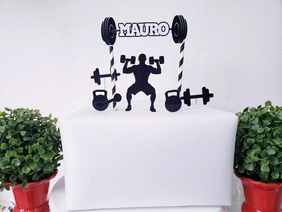 Cake Topper Fitness Academia Topo Bolo