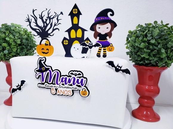 Cake Topper Halloween Bruxinha Topo Bolo