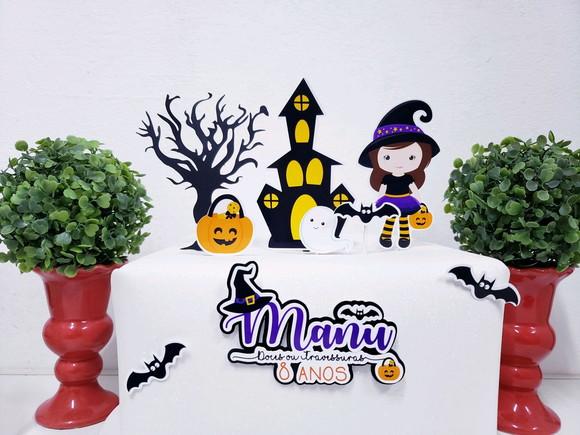 Cake Topper Halloween Bruxinha Topo Bolo