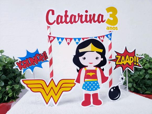 Cake Topper Mulher Maravilha Topo Bolo