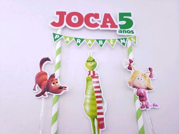 Cake Topper o Grinch Topo Bolo