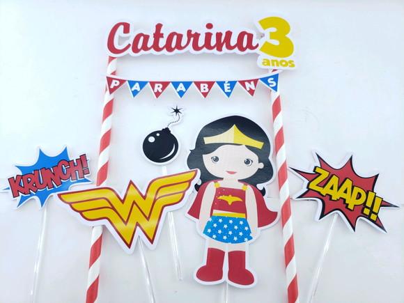 Cake Topper Mulher Maravilha Topo Bolo