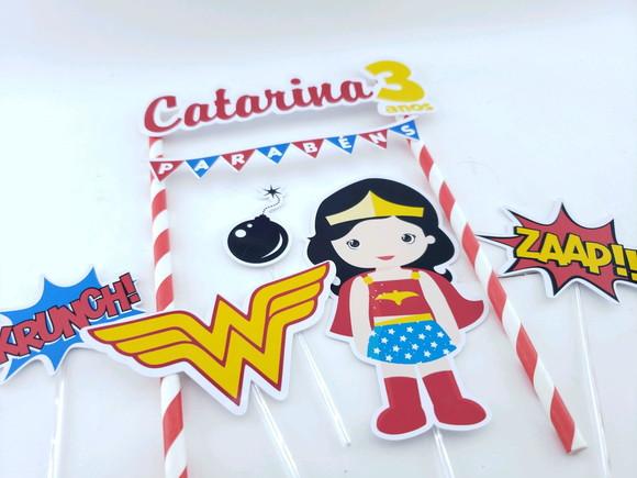 Cake Topper Mulher Maravilha Topo Bolo