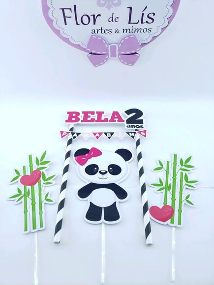 Cake Topper Panda Menina Topo Bolo