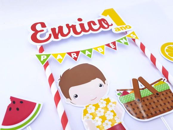 Cake Topper Picnic Menino Topo Bolo