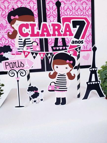 Cake Topper Paris Menina Topo Bolo
