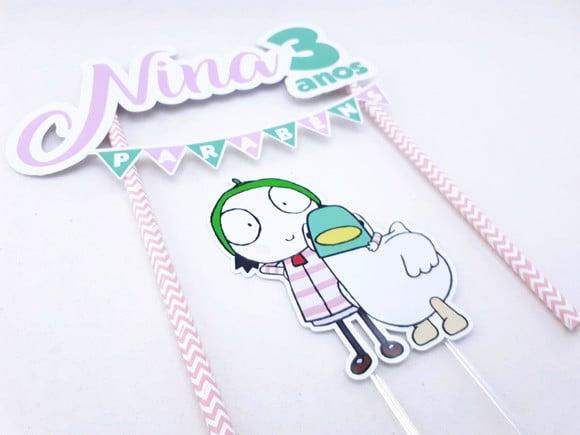 Cake Topper Sarah e o Pato Topo Bolo