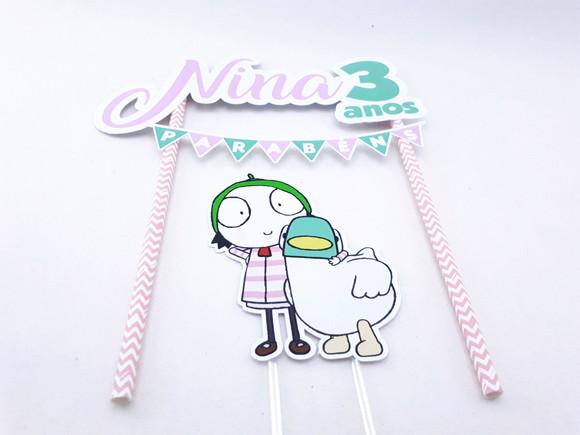 Cake Topper Sarah e o Pato Topo Bolo