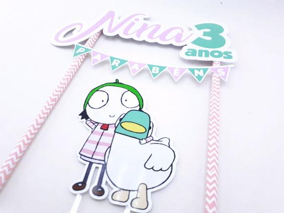 Cake Topper Sarah e o Pato Topo Bolo