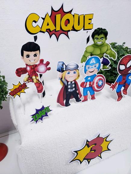 Cake Topper Super Heróis Cute Topo Bolo