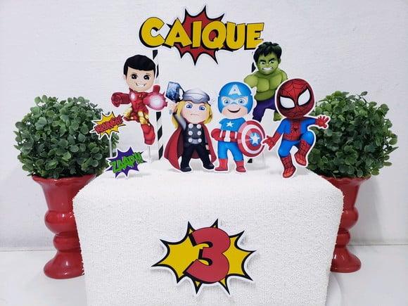 Cake Topper Super Heróis Cute Topo Bolo