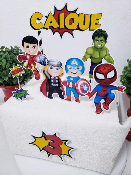 Cake Topper Super Heróis Cute Topo Bolo