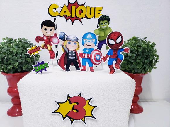 Cake Topper Super Heróis Cute Topo Bolo
