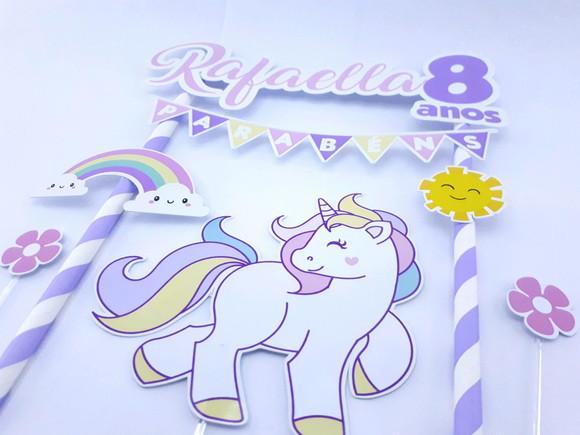 Cake Topper Unicórnio Topo Bolo