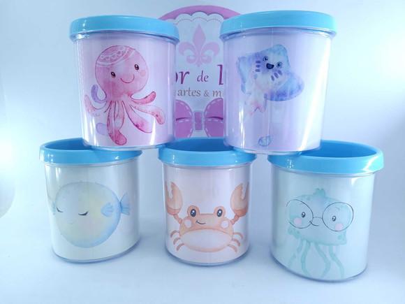Caneca com Alça Animais Marinhos Aquarela Fundo do Mar