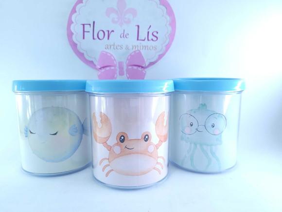 Caneca Rosqueável Fundo do Mar Aquarela Animais Marinhos