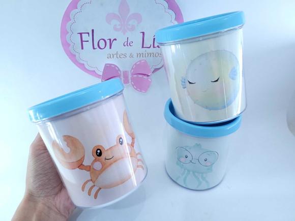 Caneca Rosqueável Fundo do Mar Aquarela Animais Marinhos