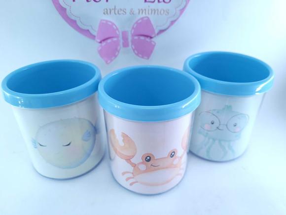 Caneca Rosqueável Fundo do Mar Aquarela Animais Marinhos