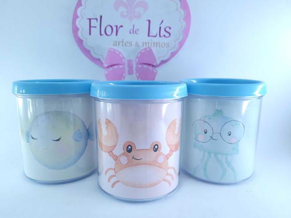 Caneca Rosqueável Fundo do Mar Aquarela Animais Marinhos