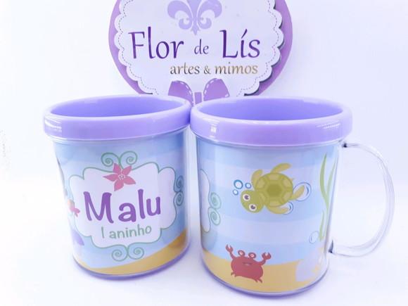 Caneca Rosqueável Sereia Fundo do Mar Menina