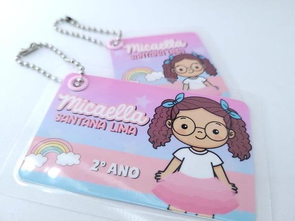 Chaveiros Menina Arco Íris para Mochila e Lancheira Escolar