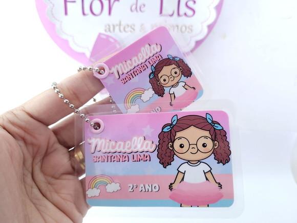 Chaveiros Menina Arco Íris para Mochila e Lancheira Escolar