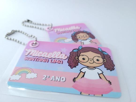Chaveiros Menina Arco Íris para Mochila e Lancheira Escolar