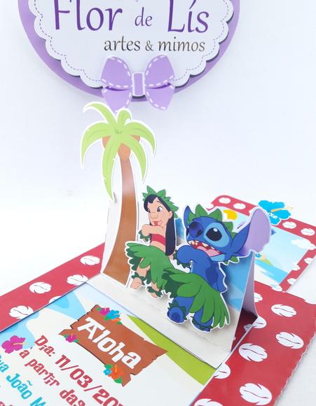 Convite Articulado Pop Up Lilo e Stitch
