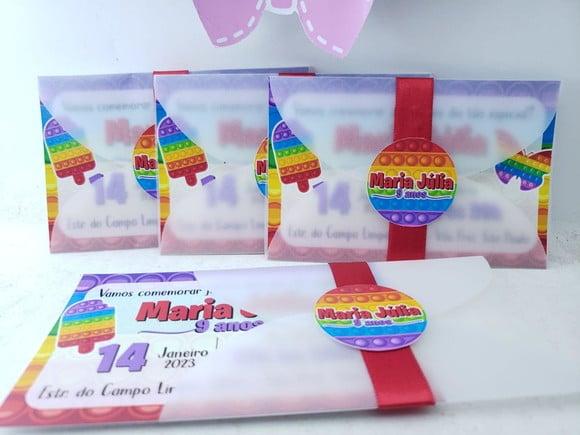 Convite Pop It Colorido Infantil