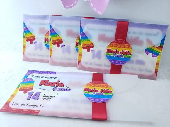 Convite Pop It Colorido Infantil