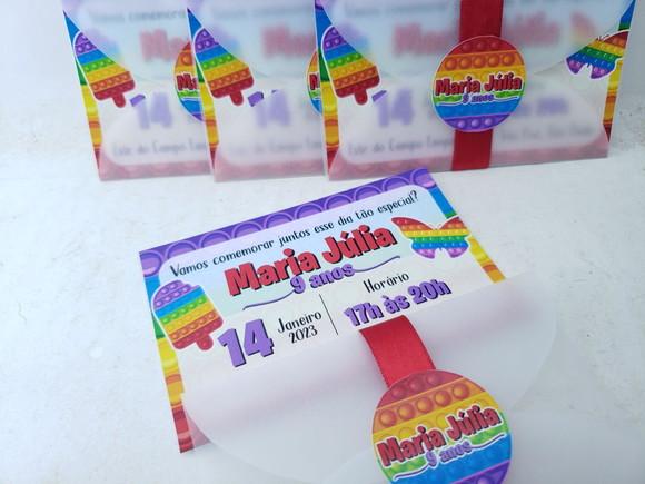 Convite Pop It Colorido Infantil