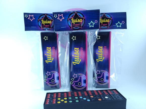 Dominó Personalizado Festa Neon com Embalagem Lembrancinha