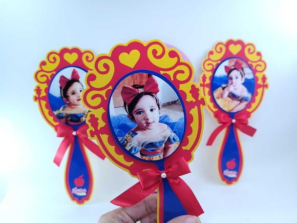 Espelho Branca de Neve com Foto Lembrancinha Centro de Mesa