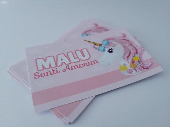 Etiqueta Escolar Caderno Unicórnio Menina Volta às Aulas