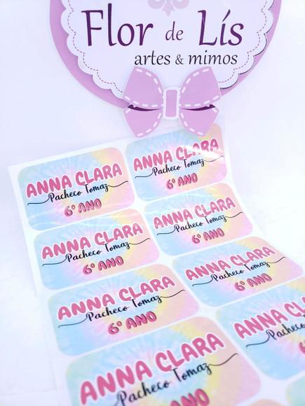 Etiqueta Escolar para Caderno Tie Dye