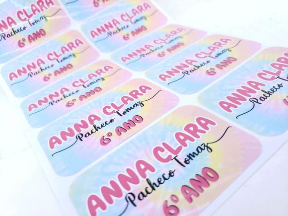 Etiqueta Escolar para Caderno Tie Dye