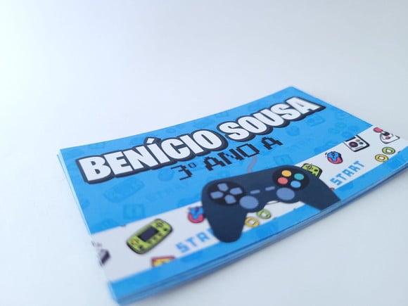Etiqueta Escolar Personalizada Caderno Video Game Azul 20und