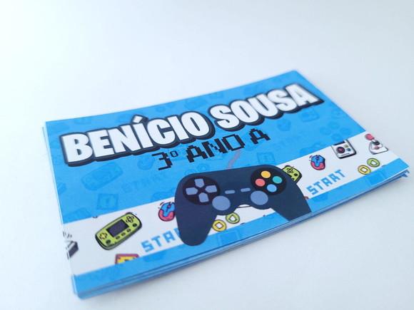 Etiqueta Escolar Personalizada Caderno Video Game Azul 20und
