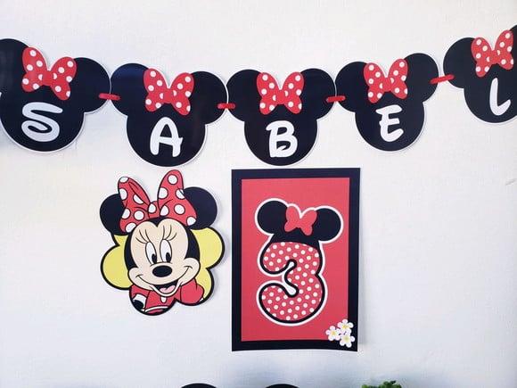 Festa em Casa Minnie Bandeirola Display e Impresso