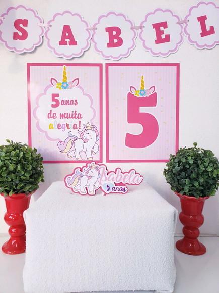 Festa em Casa Unicórnio Topo Bandeirola e Impressos