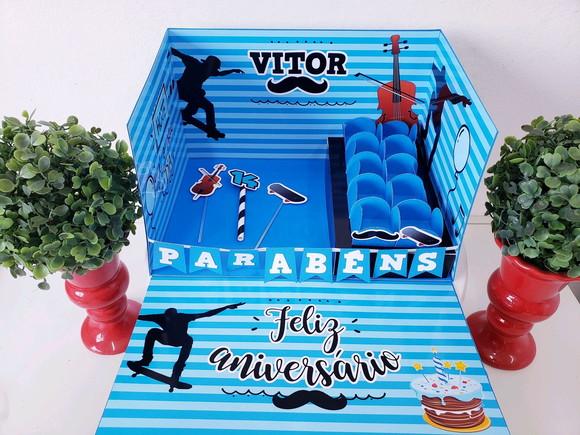 Festa na Caixa Cenário Explosão Skate Música para Bolo