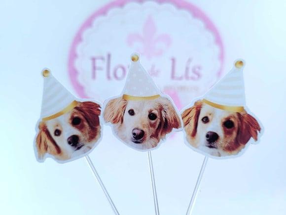 Festa Pet Personaliza Topper de Docinho com Foto