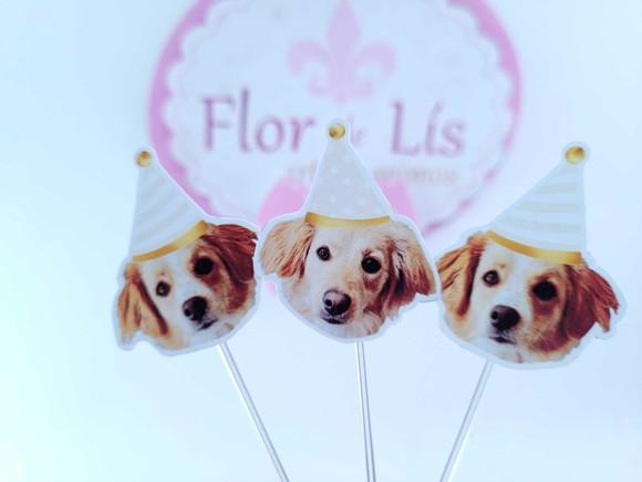 Festa Pet Personaliza Topper de Docinho com Foto