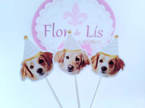 Festa Pet Personaliza Topper de Docinho com Foto