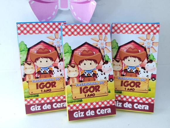 Giz de Cera 6 Cores Personalizado Fazendinha Menino