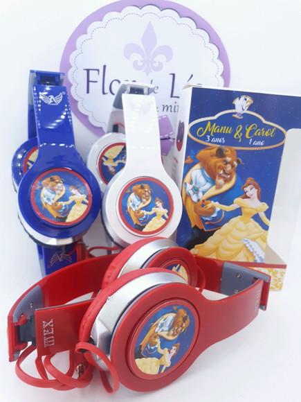 Headphone Fone de Ouvido a Bela e a Fera com Caixa