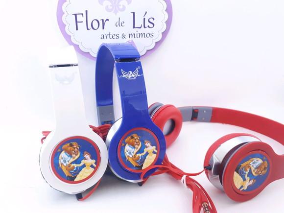 Headphone Fone de Ouvido a Bela e a Fera com Caixa
