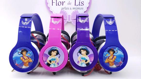 Headphone Fone de Ouvido Jasmine e Aladdin com Caixa